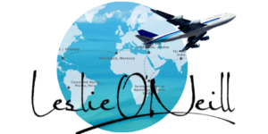 Leslie ONeill world globe and airplane logo